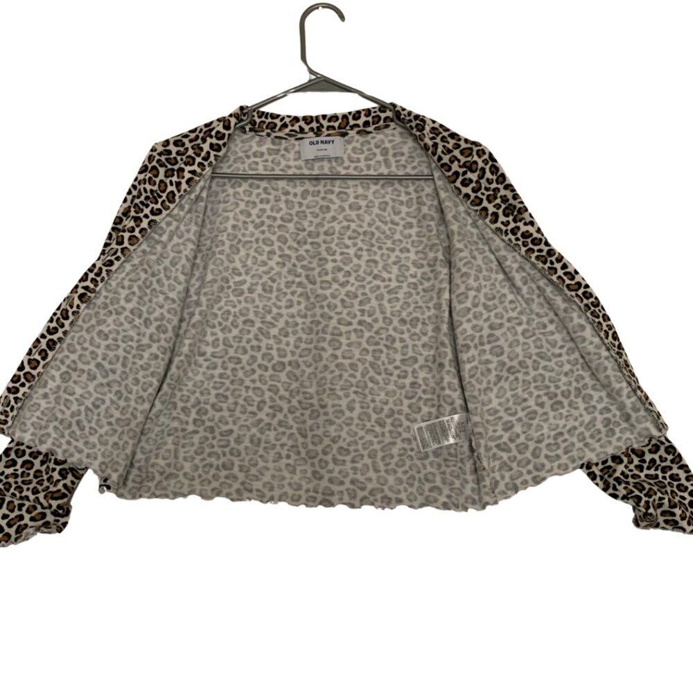 Old Navy Leopard Print Long Sleeve Bolero Cardigan Girls XL Fits Women XS/S - Picture 2 of 9